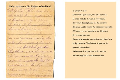 Lettera dal campo di prigionia in Austria