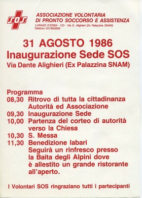 Inaugurazione sede SOS, manifesto